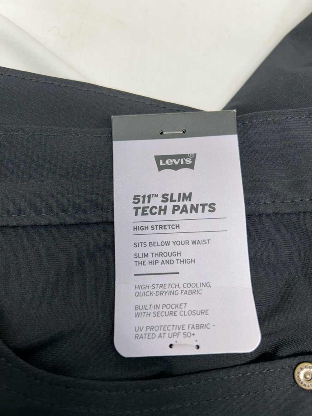Levi's 511 Slim Tech High Stretch Black Straight-Leg Pants Size 36 - Picture 8 of 14